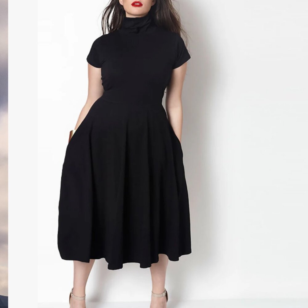 Rebdolls' The Queens Vow Cotton Turtleneck Skater Midi Dress 3x 22-24